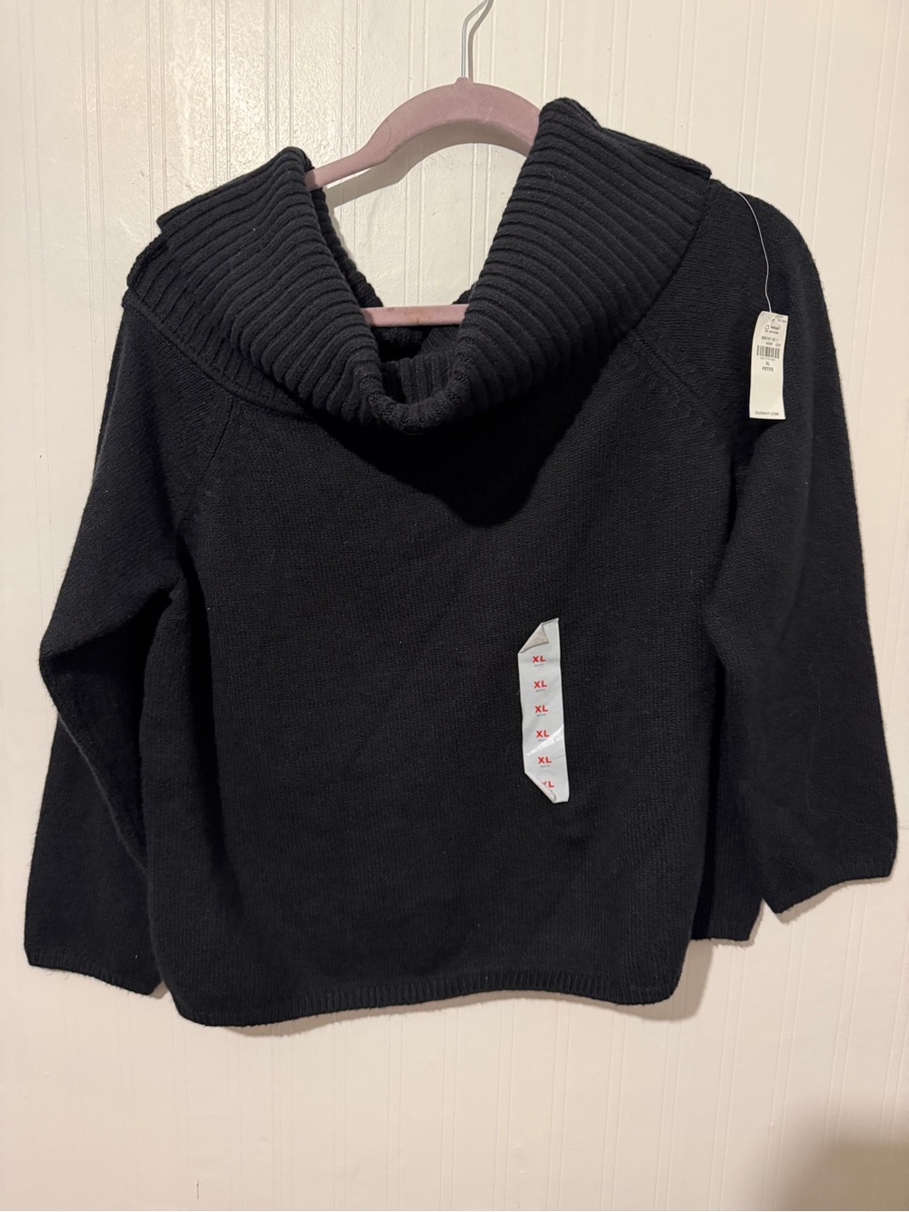 Black off shoulder Cowl Neck Women's Sweater XL Petite